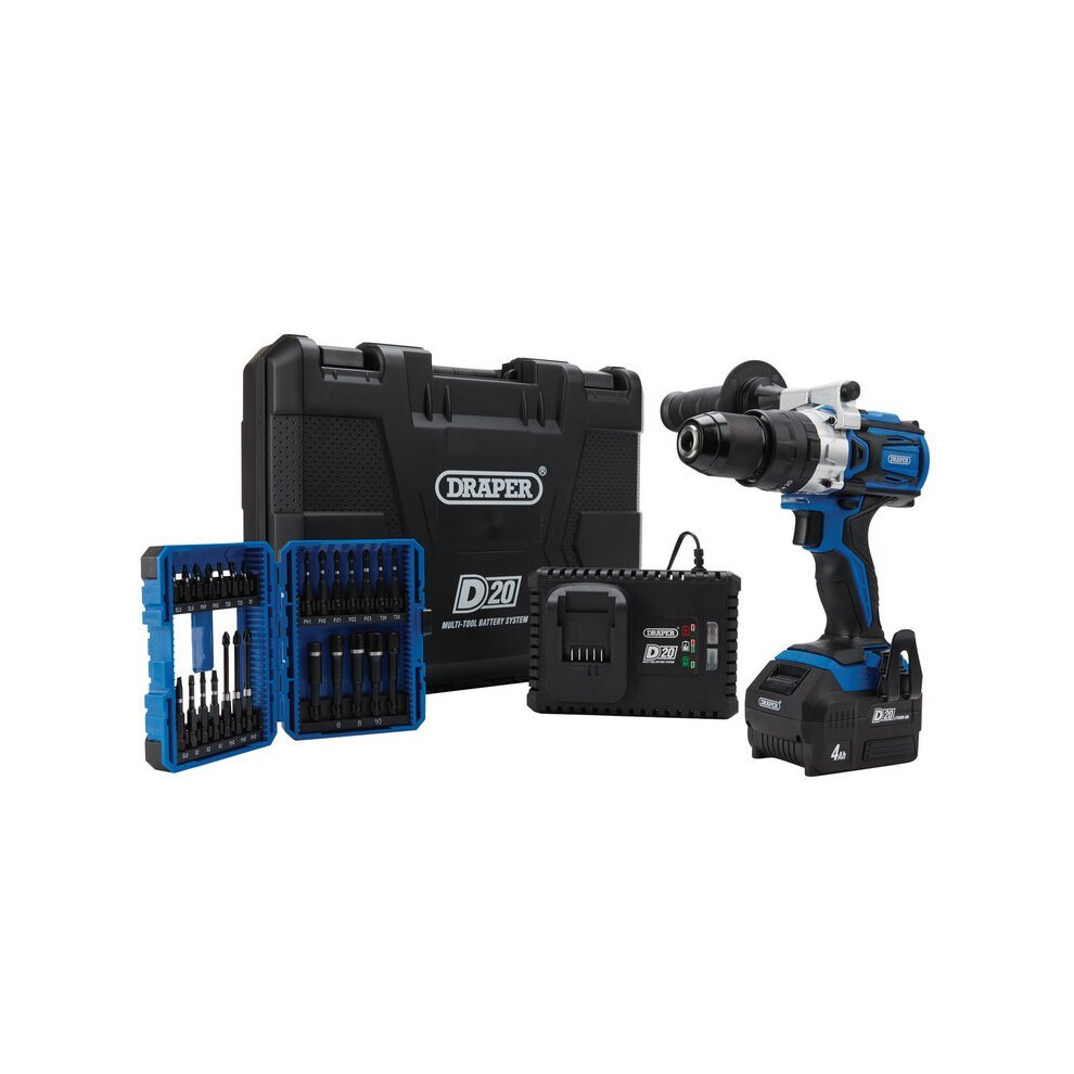 Draper D20 20V Brushless Combi Drill Kit & Draper Expert Impact Screwdriver Bit
