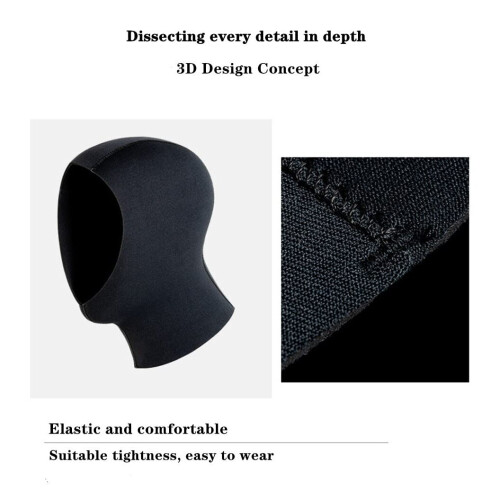 (5mm Black, S or M) Wetsuit Hood Neoprene Diving Hat Water Sports Thermal Hood 3mm 5mm For Unisex
