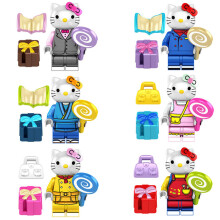 6PCS Cartoon Kitten Building Block Figurines - DIY Puzzle Toys with Accessories, Educational, Eco-Friendly ABS, Washable, for 6+