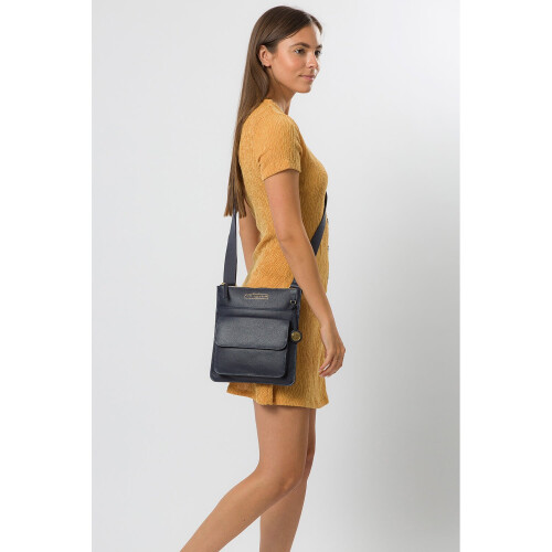 'Langley' Navy Leather Cross Body Bag 2