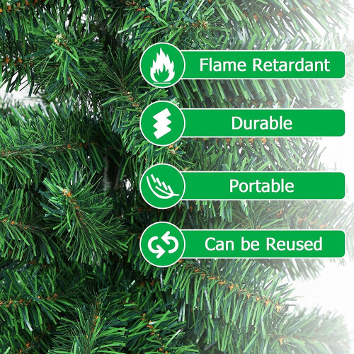 6Ft Christmas Tree Pine Green 478 Tips Plastic Stand 1