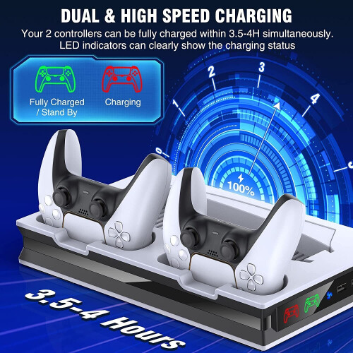 PS5 Stand with 2 Cooling Fan ,PS5 Controller Charger for Playstation 5 2