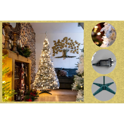5ft (150cm) Prelit Holly Flock Pop Up Christmas Tree 2