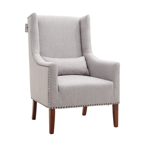 Living And Home Burlap High Back Studded Armchair with Cushion 2