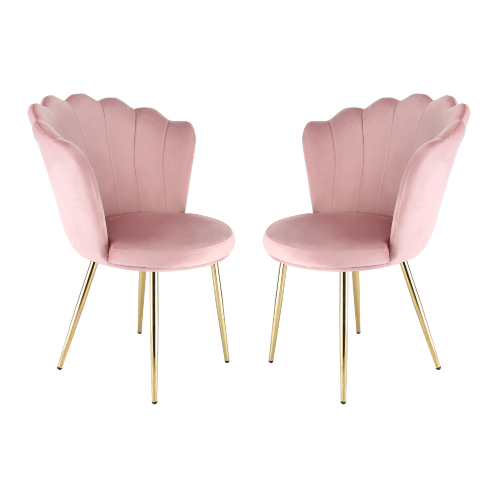 (Pink) Daisy - Velvet Accent Chairs - Set of 2