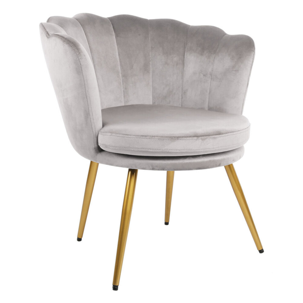 (Grey) Flora - Velvet Accent Chair with Modern Floral