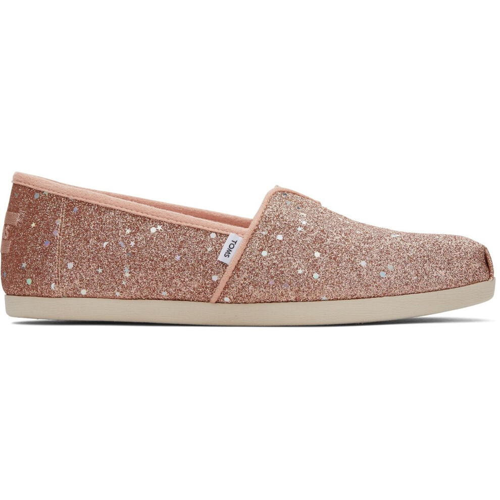(4 UK 36.5 EU 6 US) Toms Alpargata Rose Gold Glitter Womens Slipons Shoes