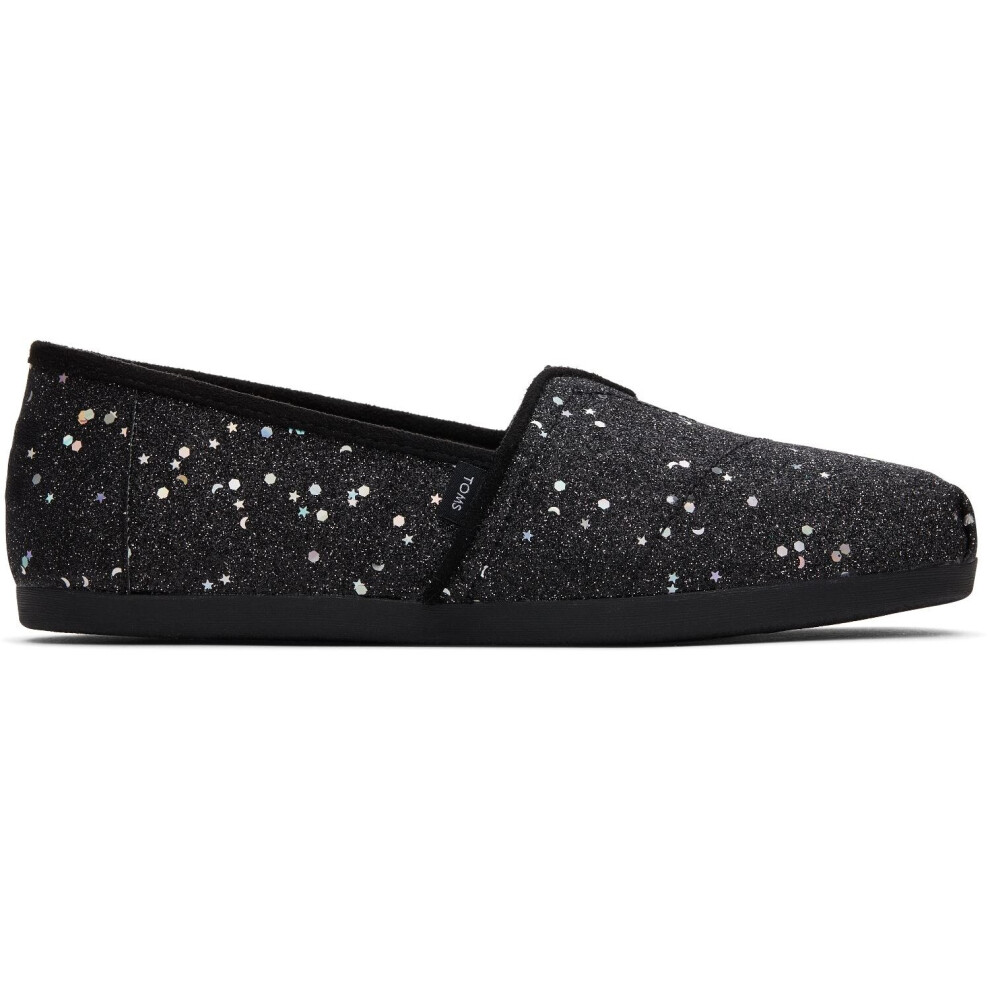 (3 UK 35.5 EU 5 US) Toms Alpargata Black Glitter Womens Espadrilles Slipons Shoes