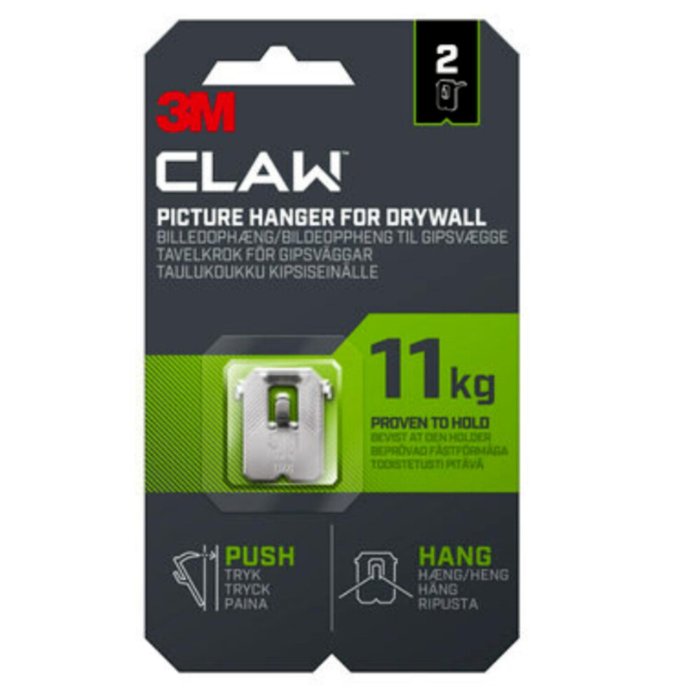 3M Claw Drywall Picture Hanger Push & Hang Holds 25 Lbs (11kg) 2pk