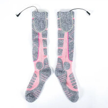(Gray Pink) Electric Heated Socks Rechargeable Winter Thermal Socks With 3 Levels Temperature