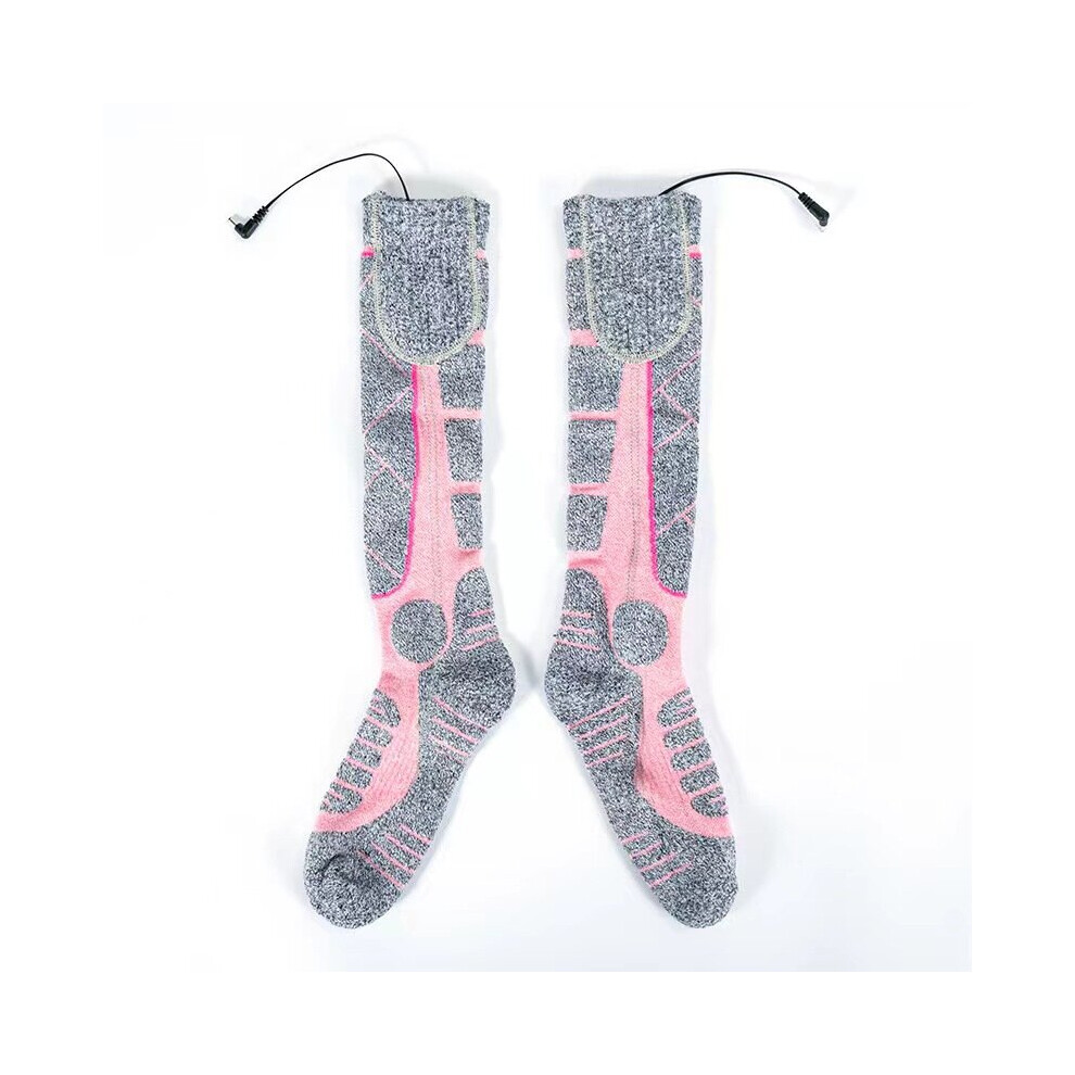 (Gray Pink) Electric Heated Socks Rechargeable Winter Thermal Socks With 3 Levels Temperature Not,Specified