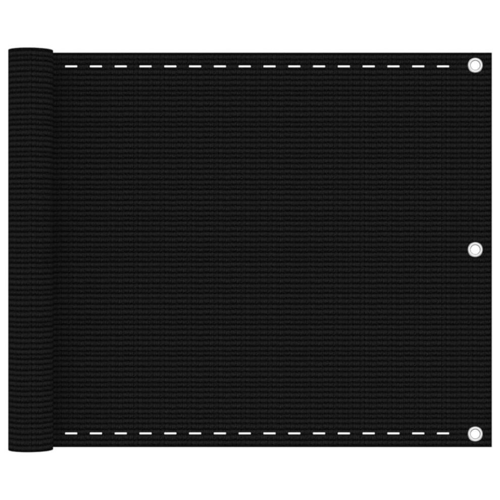 Vidaxl (Black, 75 X 500 Cm) Balcony Screen Hdpe Outdoor Garden Protective Fence Privacy Sunshade