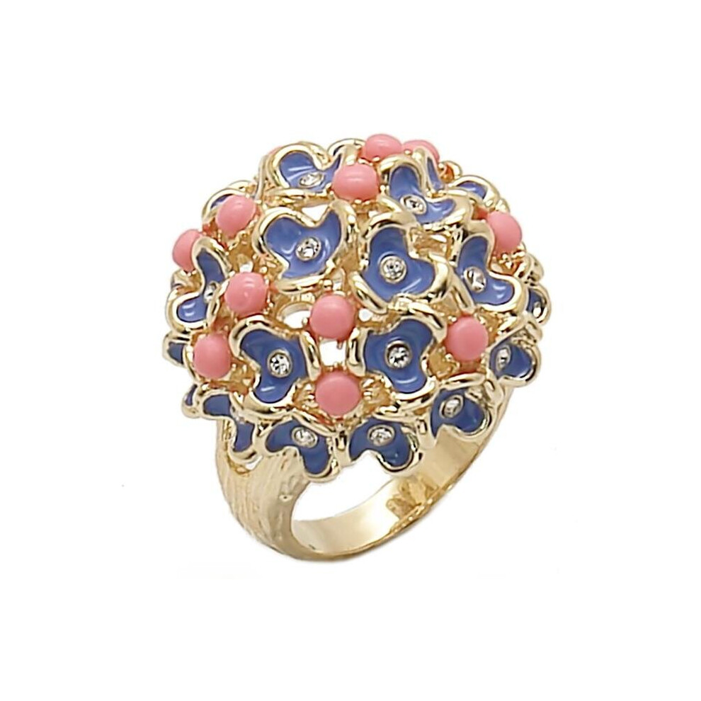Photos - Ring Gold Brass  with Semi-Precious Coral, Rose - Size 6