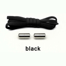 (Black) No Tie Elastic Trainers Shoe Laces with Buckles Quick Lazy Laces For Kids Adult