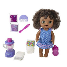 Baby Alive Magical Mixer Puppe - Berry Shake mit Mixer Zubehör, trinkt, nässt, isst, schwarze Haare, Spielzeug für Kinder ab 3 Jahren
