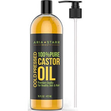Aria Starr Rizinusl kaltgepresst  16 FL OZ  100 % reines Haarl fr Haarwachstum, Feuchtigkeitscreme fr die Gesichtshaut, dickere Augenbrauen