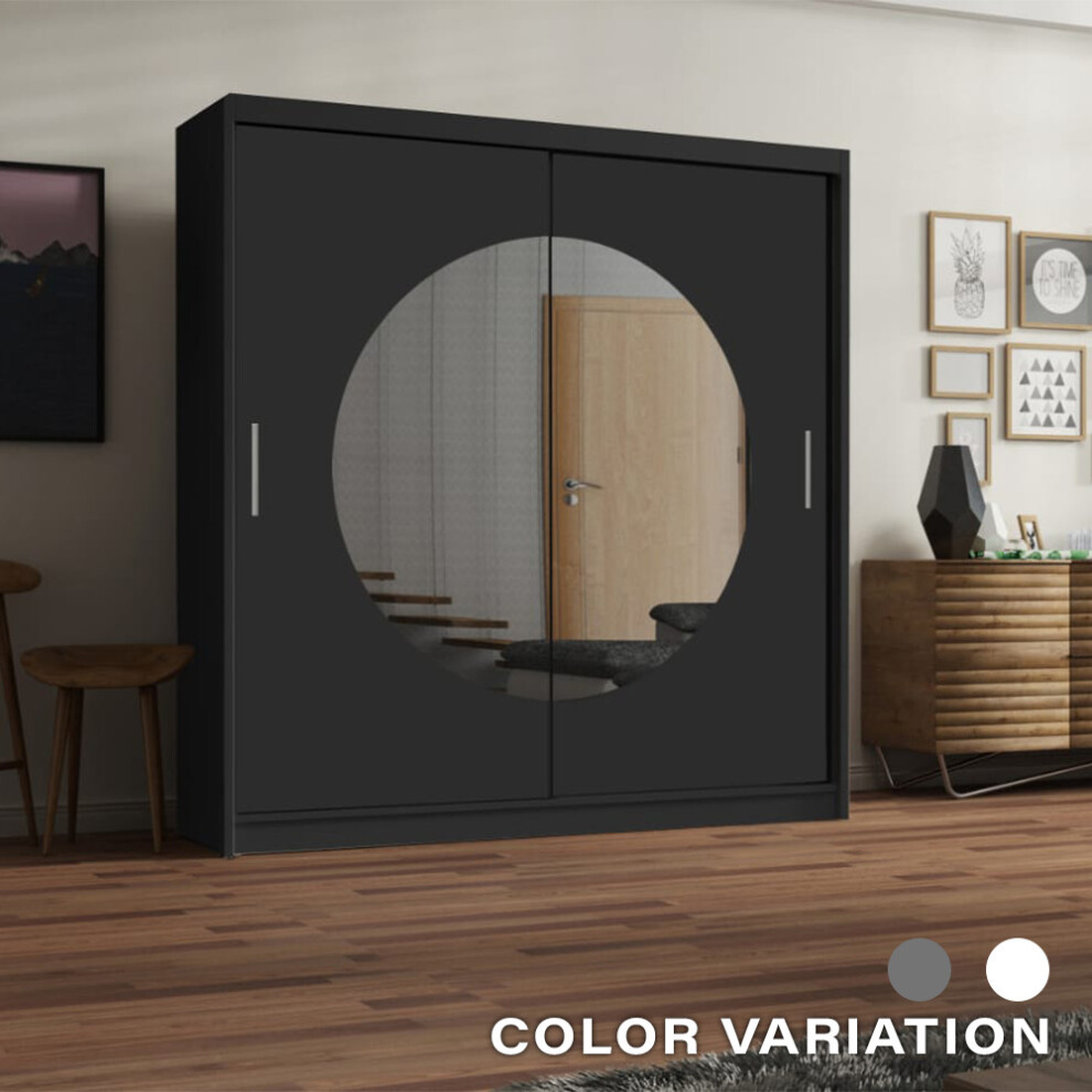 (Black, 203CM) Moon Free Standing Sliding Door Wardrobe