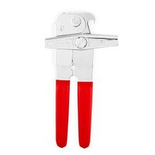 EZ-DUZ-IT Deluxe Can Opener with Red Grips - Effortless One-Turn Opening for Every Can