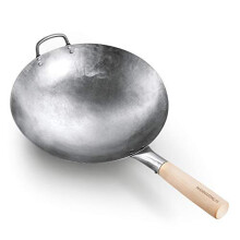 Mammafong 14-calowa tradycyjna patelnia wok ze stali weglowej z okraglym dnem - autentyczne recznie kute woki i patelnie do smazenia - Pow Wok be