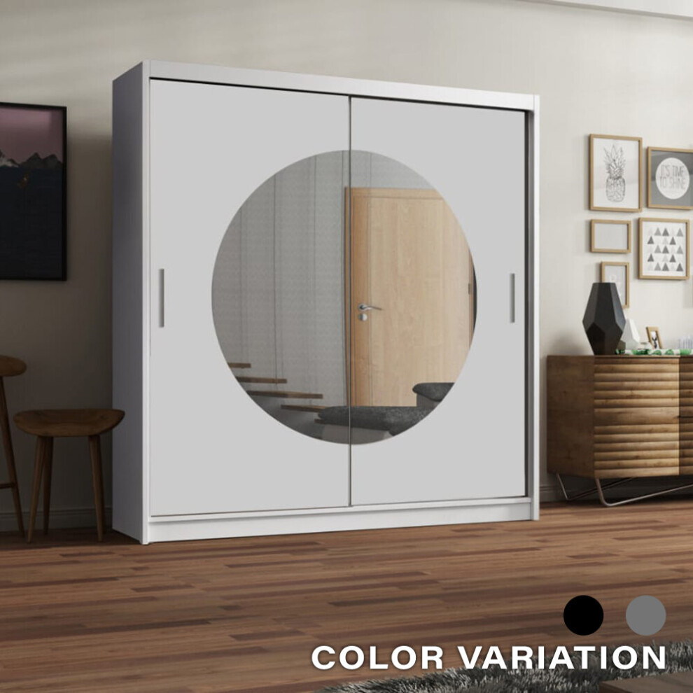 (White, 203CM) Moon Free Standing Sliding Door Wardrobe