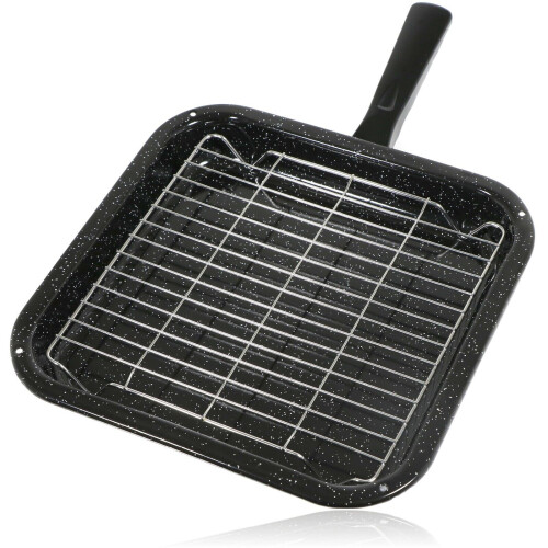 SPARES2GO Small Square Grill Pan, Rack & Detachable Handle for Beko Non-Stick 1