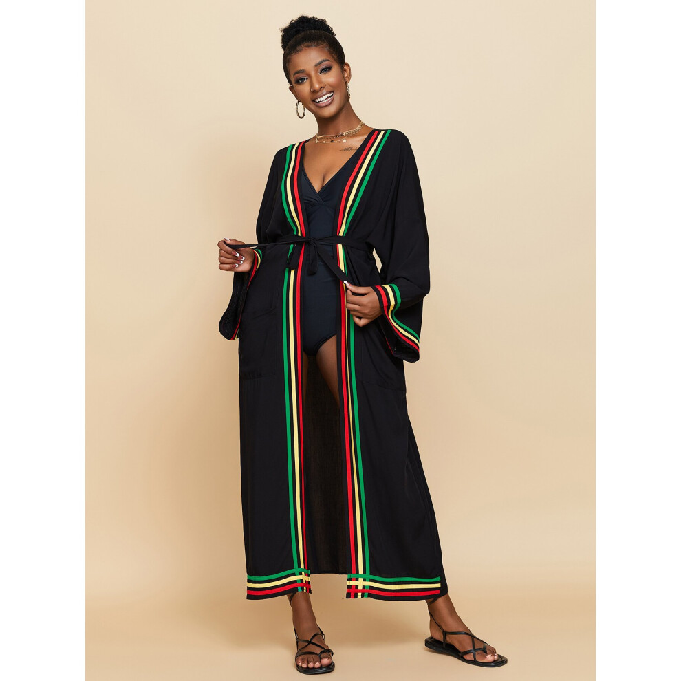 Beach Wear  Bathing Suit Cover-upsBlack Long Kimono Summer Clothing