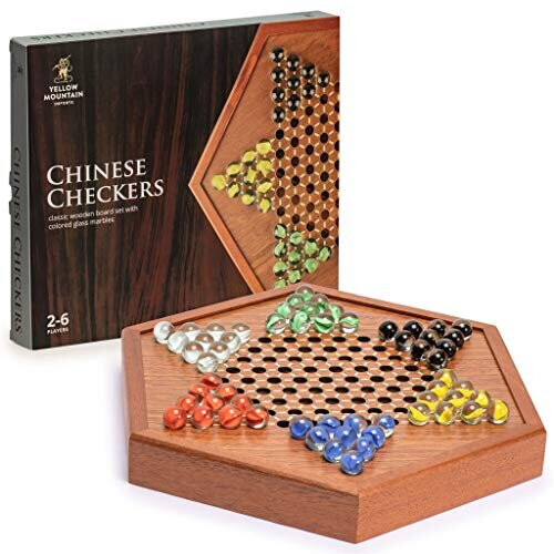 Jeu De Voyage Dames Chinoises (Halma) En Bois Et Cuir - Vintage, Occasion, Par Bob Carles