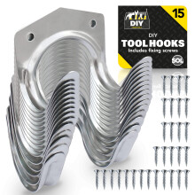 15pk Tool Hooks & Screws | Coat Garage Garden Tool Utility Hooks