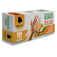 GORILLA SUPPLY 500 Guantes Desechables Premium Sin BPA de Polietileno para Manejo de Alimentos (500 Unidades, Mediano)