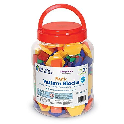 Learning Resources Learning Resources Pattern Blocks, 1CM, Plastic, Various Colors, Set of 250 2