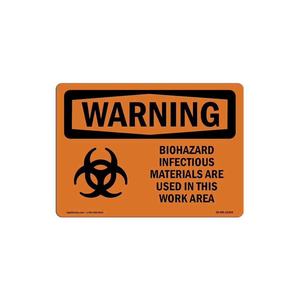 SignMission OS-WS-D-57-L-12495 OSHA Warning Sign - Biohazard Infectious with Symbol-image-OPC-PB5S96J-NEW
