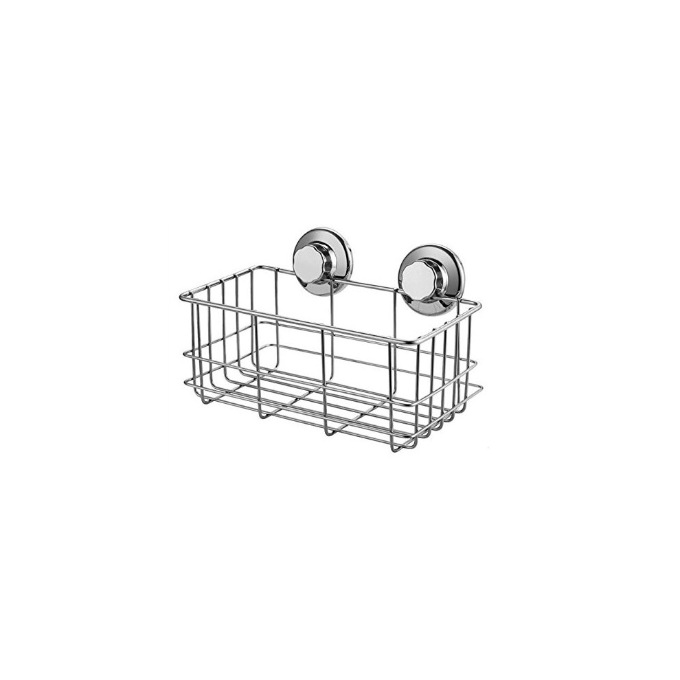 SANNO Suction Cup Shower Caddy Bath Wall Shelf, Deep Bathroom Basket Suction Cup Large Shower Caddy Bath Organ