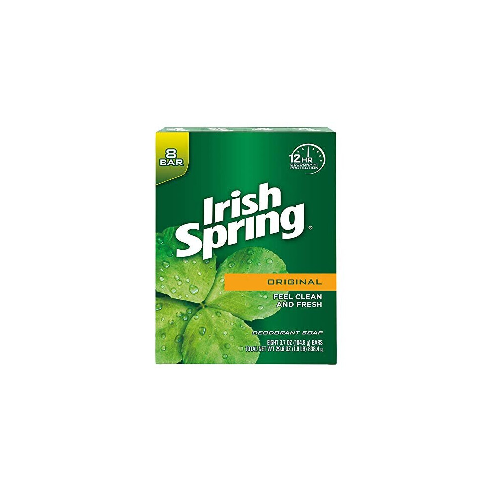 Irish Spring Original Deodrant Soap Unisex Soap, 3.75 Oz Bars, 8-Count