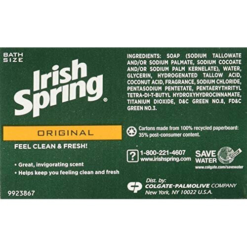 Irish Spring Original Deodrant Soap - Unisex 3.75 oz Bars, 8-Count Pack, Fresh Scent 1