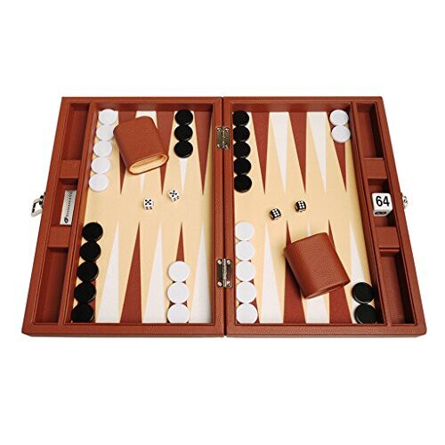 13-tums Premium Backgammon Set - Resestorlek - Ökenbrun Spelbräda 2
