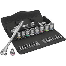 Wera 05004048001 8100 SB 8 Zyklop Metal Ratchet Set with Switch Lever, 3/8" Drive, Metric, 29 Pieces