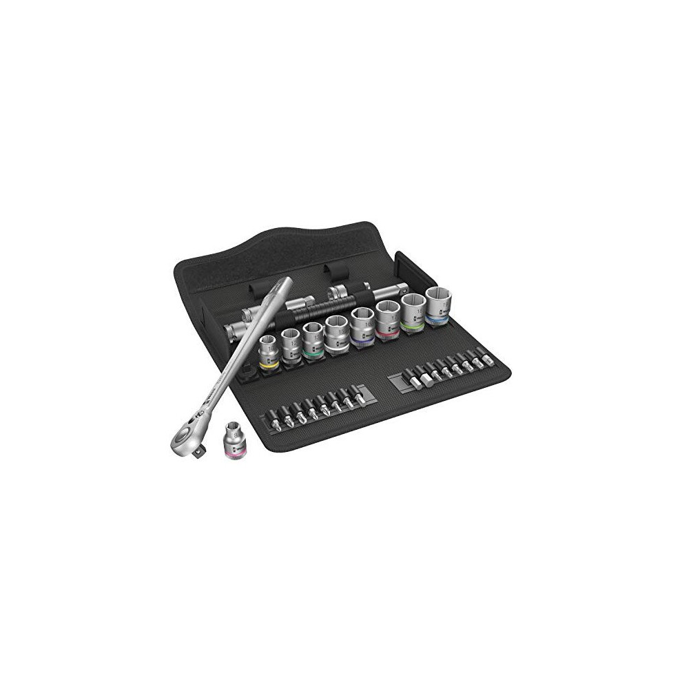 Wera 05004048001 8100 SB 8 Zyklop Metal Ratchet Set with Switch Lever, 3/8" Drive, Metric, 29 Pieces