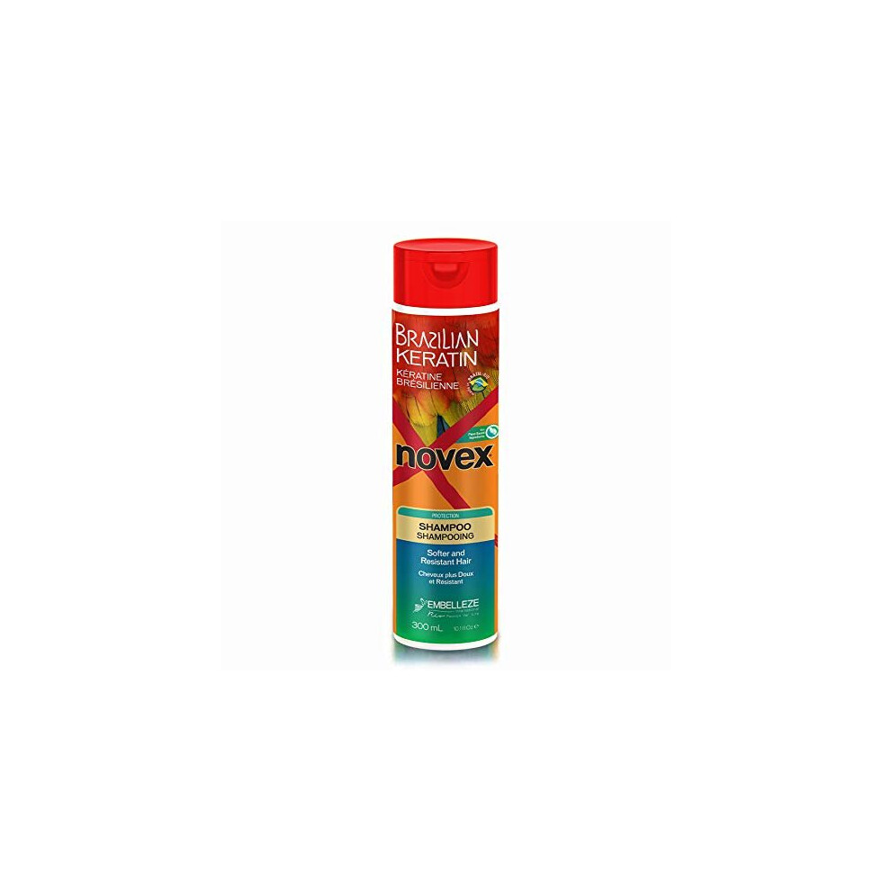 Novex Brazilian Keratin Shampoo 10 Oz - Reconstructive Keratin, Frizz Control & Damage Repair