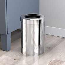 Gatco 1910 Panier à Déchets Ronde Moderne, Chrome / 11,88" H x 7,63" Dia, Poubelle Acier Inoxydable