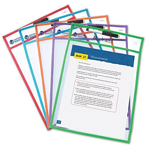 Learning Resources Learning Resources Τσέπες για Γράψιμο και Σβήσιμο, 5 Χρωματιστές Τσέπες, Ηλικίες 3+