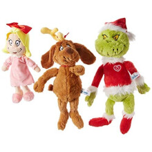 Aurora World Dr. Seuss Cindy Lou Who 12"" Grinch Santa 19"" & His Dog Max 18"" Weihnachtsspezialset mit 3 Plschtieren, mehrfarbig