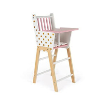 Janod Candy Chic Wooden Highchair for Baby Dolls - Ideal Mommy & Me Role Play, Develops Pretend Play & Nurturing Skills (Ages 3+) - Plush Soft Toy