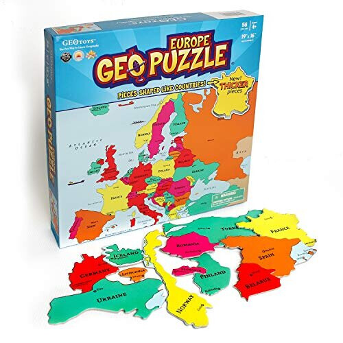 GeoToys - GeoPuzzle Ευρώπη - Εκπαιδευτικά Παιχνίδια για Παιδιά, 58 Τμχ Πάζλ Γεωγραφίας