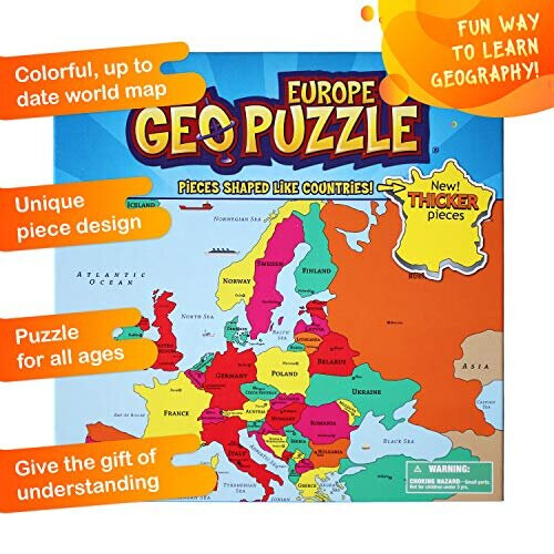 GeoToys - GeoPuzzle Ευρώπη - Εκπαιδευτικά Παιχνίδια για Παιδιά, 58 Τμχ Πάζλ Γεωγραφίας 2