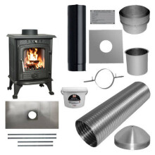 4.2kw Cast Woodburner Multi Fuel Stove & Complete 7m Liner Install Kit