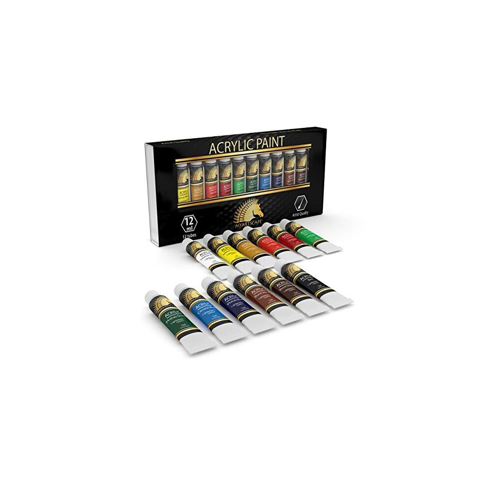 Myartscape Acrylic Paint Set - 12 X 12Ml Tubes - Lightfast - Heavy Body - Great Tinting Strength - Professional Grade A
