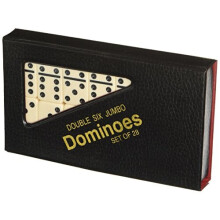 CHH Černobílé barevné dvojité 6 jumbo domino - prémiová sada 28 slonovinových domino