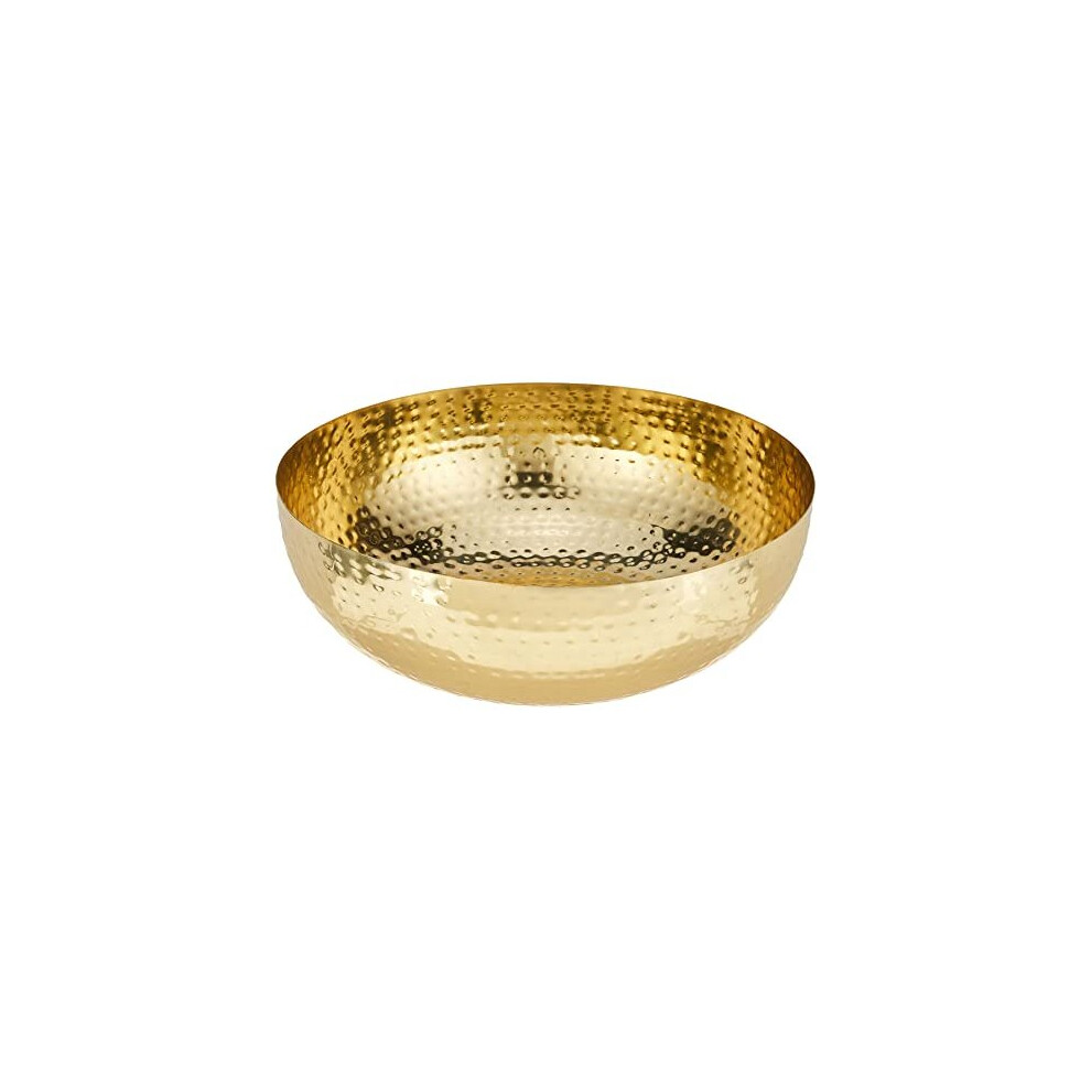 Creative Co-Op Round Hammered Metal Bowl, 14", Gold,DA7392