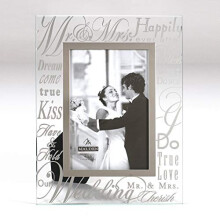 Malden International Designs Mirrored Glass With Silver Metal Inner Border Mr. and Mrs. Picture Frame, 4x6, Si