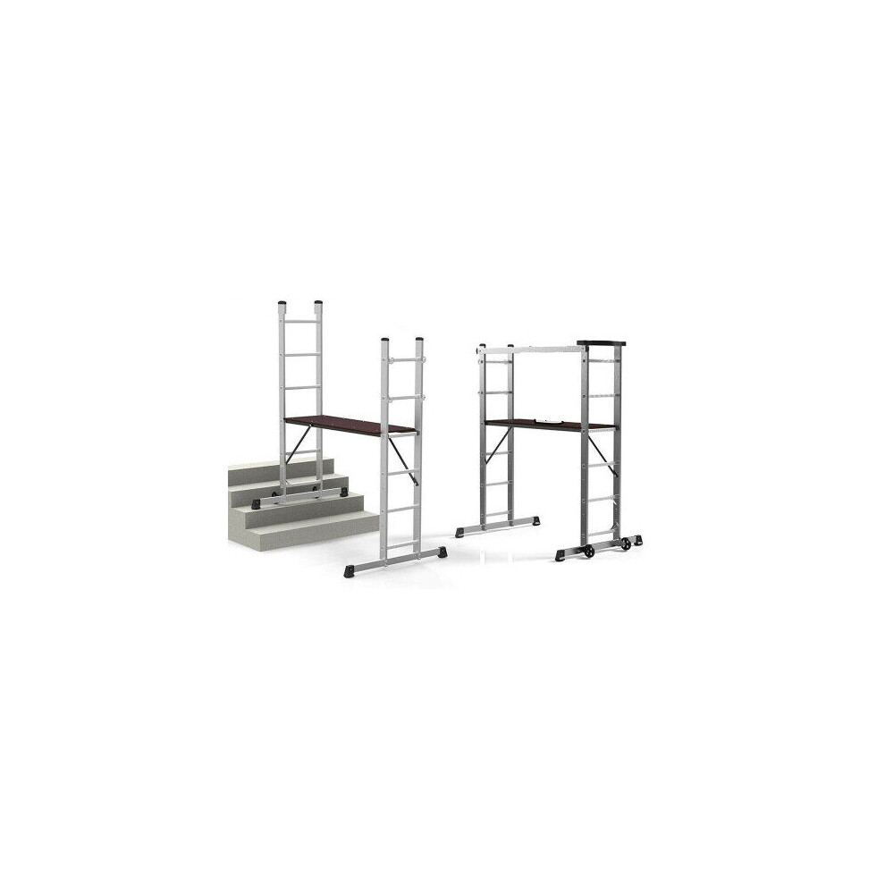 Heavy Duty Aluminum Telescopic Ladder Extendable Scaffold Platform